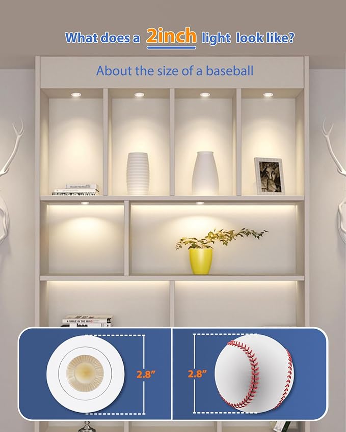 Adetu 2 Inch 5CCT Gimbal Led Recessed Lighting with Junction Box, 360°+90° Adjustable Eyeball Canless Light, 2700K/3000K/3500K/4000K/5000K Selectable, 5W Eqv 50W, 550LM Brightness - ETL(White,24 Pack)