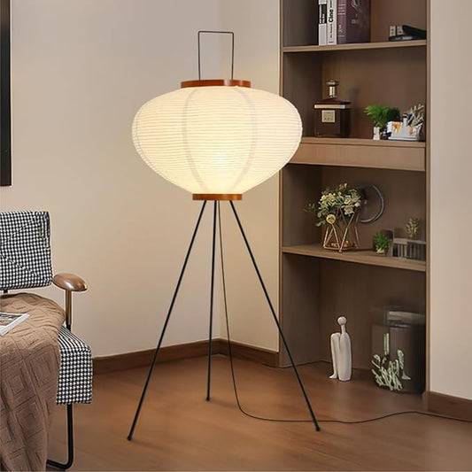 Paper Floor Lamp, Noguchi Rice Paper Lamp for Wabi Sabi Decor, Akari Paper Floor Lamp for Bedroom/Living Room
