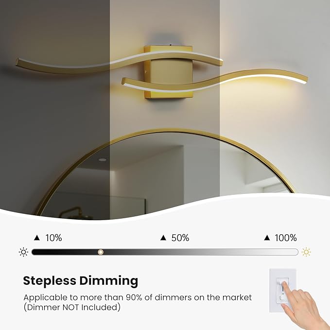 WOSHITU Gold LED Bathroom Vanity Lights: 31.5 Inch 32W Bathroom Lighting Fixtures Over Mirror 5CCT Dimmable 2700-5000K Vanity Lights Modern Bath Sconces Wall Light for Mirror Bedroom Living Room