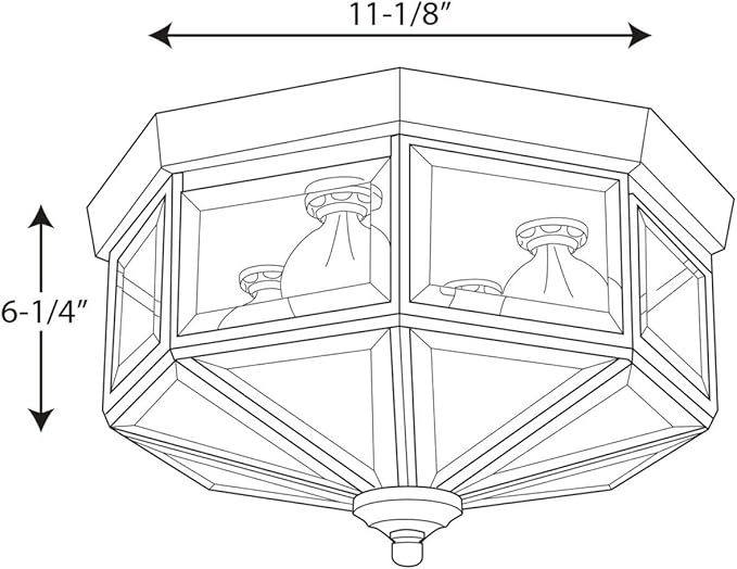 Progress Lighting 4-Light Beveled Glass 11-1/8" Close-to-Ceiling, Indoor, P5789-10, Polished Brass