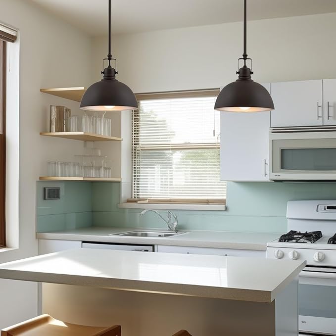 Kira Home Belle 9" Contemporary Industrial Pendant Light, Adjustable Length + Shade Swivel Joint, Oil-Rubbed Bronze Finish