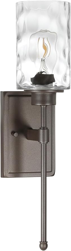 XiNBEi Lighting Wall Light 1 Light Wall Sconce with Glass, Classic Bathroom Vanity Light Dark Bronze Finish for Bedroom & Living Room XB-W1227-DB