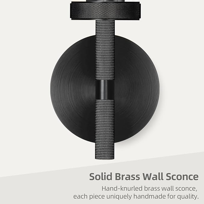 Modern Black Hardwired Wall Sconces, 20'' Knurled Bathroom Wall Sconce, Indoor Wall Sconce,Copper and Glass Vanity Light, for Living,Bedroom, Hallway, Staircases, Include Bulbs