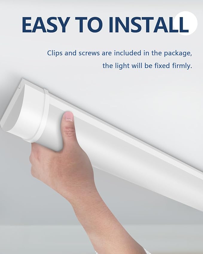 Sararoom 3ft LED Shop Fixture 30W Tube, 3600lm, 4000K Neutral White, 90cm 35.4inch Garage Closet Ceiling Light for Office Home Basement, No Plug, No Ground Wire
