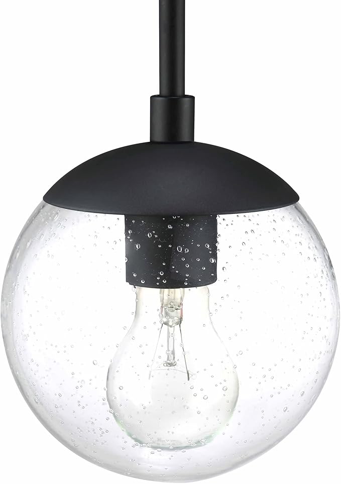 Design House Gracelyn Matte Black 3-Light Bathroom Vanity Light, Clear Seedy Glass Globes, Dimmable, 24 in. W, 588889-BLK