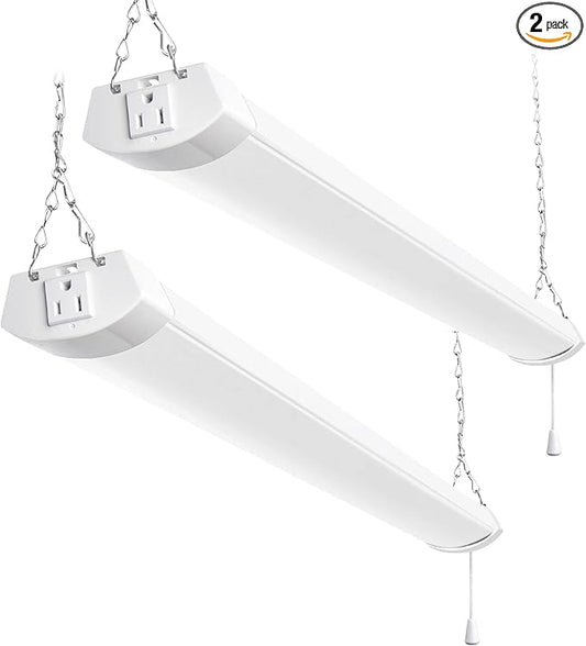 hykolity 4FT 120W LED Shop Light Linkable, 13000lm(400w Equivalent), 5000K Utility Shop Lights for Garages, Workshops, Basements, Hanging or FlushMount, with Power Cord and Pull Chain, ETL, 2 Pack