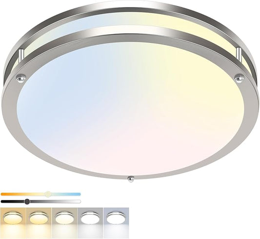 hepside 1 Pack Flush Mount Ceiling Light Fixture, Dimmable & 5CCT Ceiling Light Black, 16inch 36W 3000K 3500K 4000K 5000K 6500K Adjustable Ceiling Lamps for Kitchen Bathroom Bedroom Hallway
