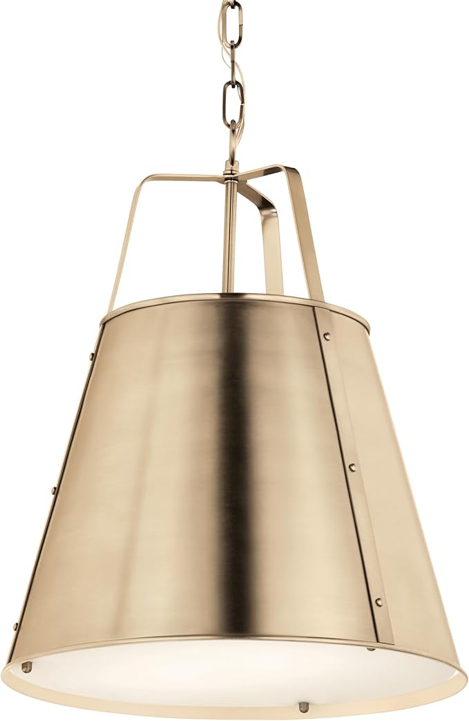Kichler Etcher 2-Light Pendant, Updated Traditional Light with Etched Painted White Glass Diffuser in Champagne Bronze, for Kitchen or Dining Room (22.5" x 18"), 52711CPZ