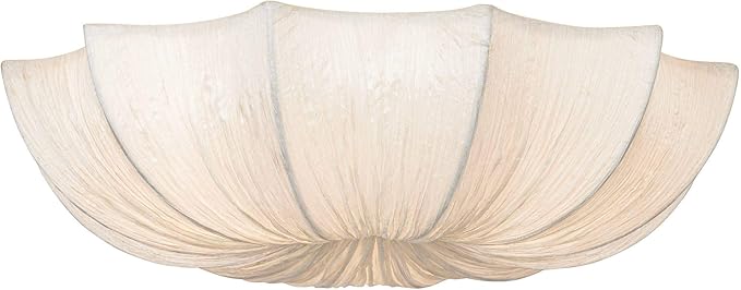Possini Euro Design Planetarium Modern Close to Ceiling Light Flush Mount Fixture 21" Wide Chrome White Fabric Scalloped Bowl Shade for Bedroom Hallway Living Room Dining Room Bathroom Kitchen