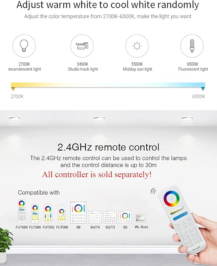 LGIDTECH LS2-WP LED Strip Lights 5 in 1 Controller,IP67 Waterproof,Compatible with Single Color,RGB,RGBW,WW+CW Dual White Temperature,RGB+CCT LED Strip Lights