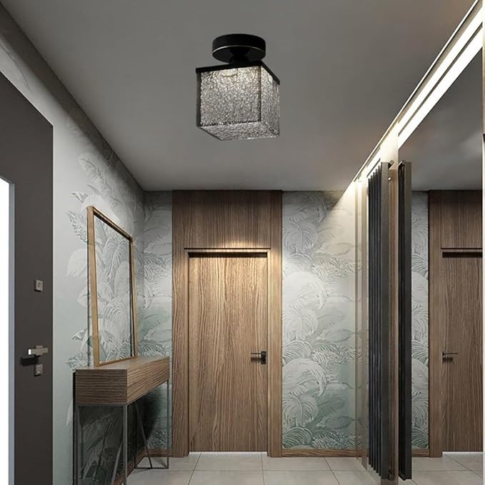 KISAD Nordic Bedroom Semi Flush Mount Ceiling Light Fixtures Modern Minimalist Hallway LED Close to Ceiling Lamp for Entryway Balcony(Smoke Gray,Square)