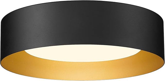 AUTELO Flush Mount Ceiling Light, 14" Frosted Glass Shade Close to Ceiling Light Fixture in Black Finish E26 Socket for Living Room Hallway Bedroom C3336XS BK