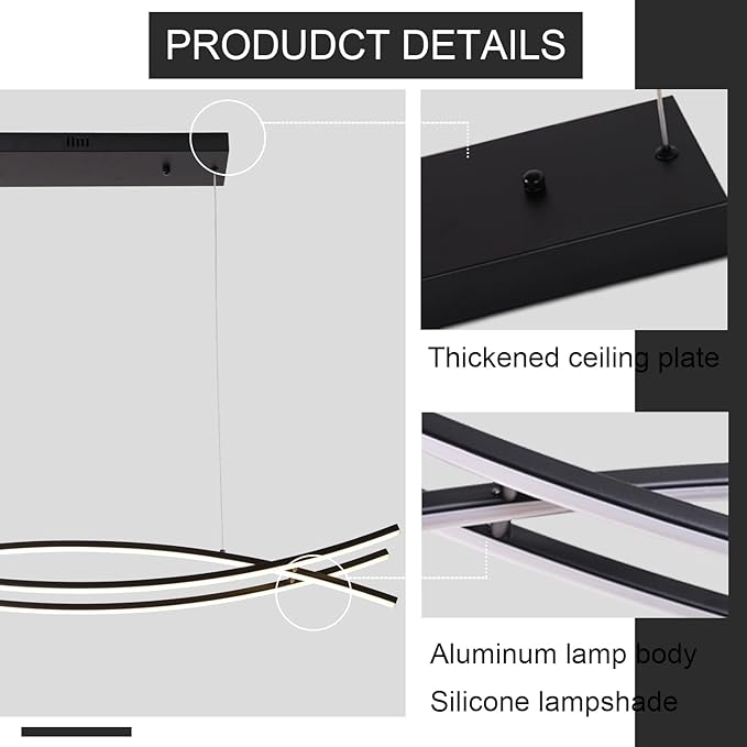 39.37“ Modern Led Pendant Light Fixtures, 3000K-6500K Color Changing Modern Led Pendant Light Kitchen Island, Adjustable Height Kitchen Island Lights Fixtures for Dining Room Kitchen Bedroom Sink