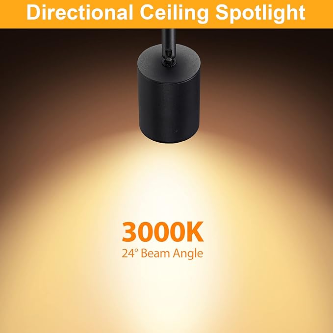 VANoopee Flush Mount LED Ceiling Spotlight Dimmable Adjustable Spotlight Directional Spot Lights Indoor Bright Can Accent Fixture for Living Room Bedroom - CRI90 Flicker Free 10W 800lm 3000K Black