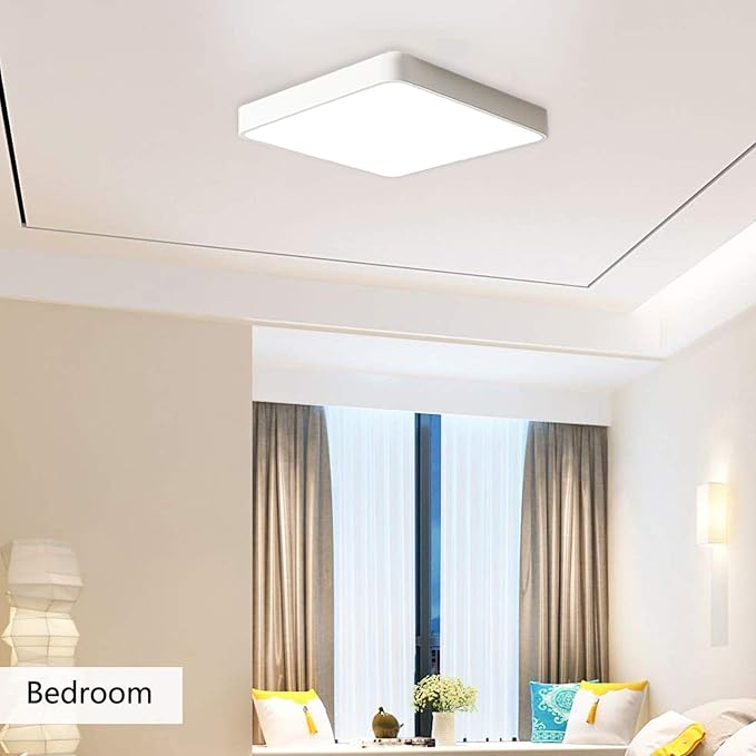 Ganeed LED Flush Mount Ceiling Light,15.7 inch 36W Modern Ceiling Lamp Square,6500K Cool White Lighting Fixture for Living Room/Kitchen/Bedroom/Dining Room,White