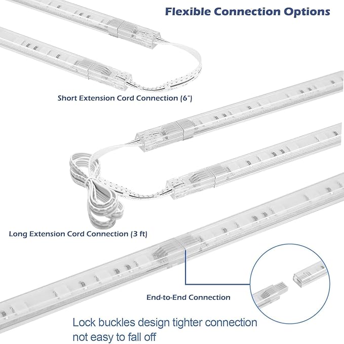 Cefrank Color Cabinet Lighting, 4pcs 12" Linkable RGB LED Light Bar Kit for Display Cabinet, Smart App & Remote Control, Music Sync, Scene Modes, Multi-Colors