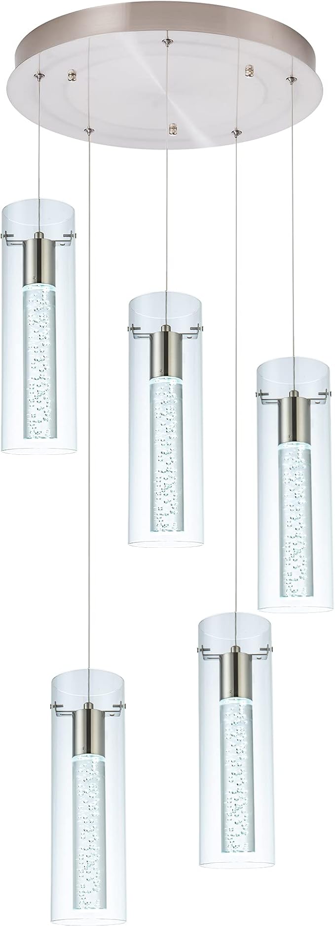 Pendant Lights Kitchen Island Kitchen Lights Modern Bubble Pendant Ceiling Light Fixture for, Dining Room, and Restaurant - 40W Integrated LED Hanging Light Dimmable. (5-Light)…