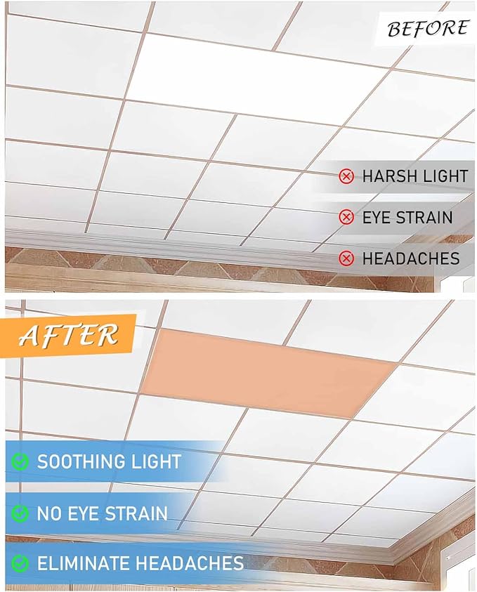 Magnetic Light Cover for Classroom Drop Ceiling,1 Pack 4x2 Ft Fluorescent Light Covers for Office Home Ceiling Light Peach Coral Solid Color Lampshade