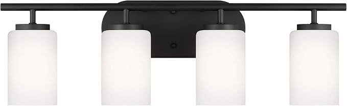 Generation Lighting 4-Light Oslo Bath Fixture Wall Lamp Midnight Black 41163-112, Bathroom Light Fixture for Home Decor, Vanity Light Fixture Uses A19 Standard or LED Light Bulbs