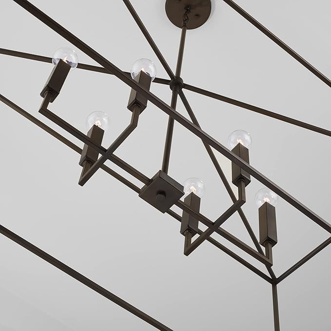 Capital Lighting 837661OR Thea Symmetrical Clear Line Island/Linear Pendant, 6-Light 360 Total Watts, 21" H x 42" W, Oil Rubbed Bronze