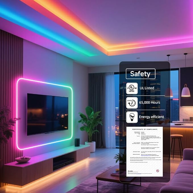 BTF-LIGHTING FCOB COB WS2812B IC RGB LED Strip DC5V 6.5FT Individual Addressable 160LED/m 320LEDs 320IC,UL Listed,Dream Color IP30 High Density Light 10mm Width for Decor(No Adapter or Controller)