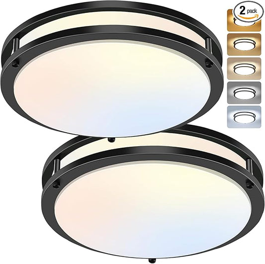 12Inch 3800LM Flush Mount LED Ceiling Light Fixtures, 36W, Black, Dimmable, Color Temperature Changeable, Suitable for Kitchen, Bathroom, Bedroom, Living Room, Dining Room