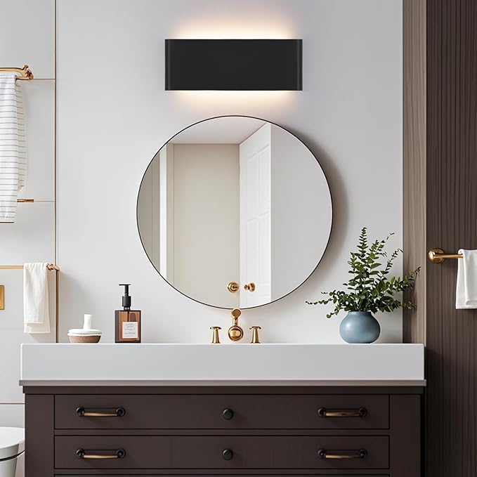 5 CCT (3000K-6500K) Adjustable Dimmable Wall Lamp 32W Modern Black LED vanity light Up and Down Wall Lighting 32.6 Inch Indoor Wall Sconce for Bedroom Staircase Hallway Dressing Table 1 Pack