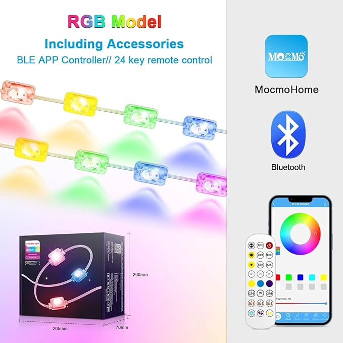 Permanent Outdoor Lights, 200ft Outdoor String Light Smart RGB with 72 Scene Modes, IP67 Waterproof Holiday Lights for Outside, APP and Remote Control Party Holidays