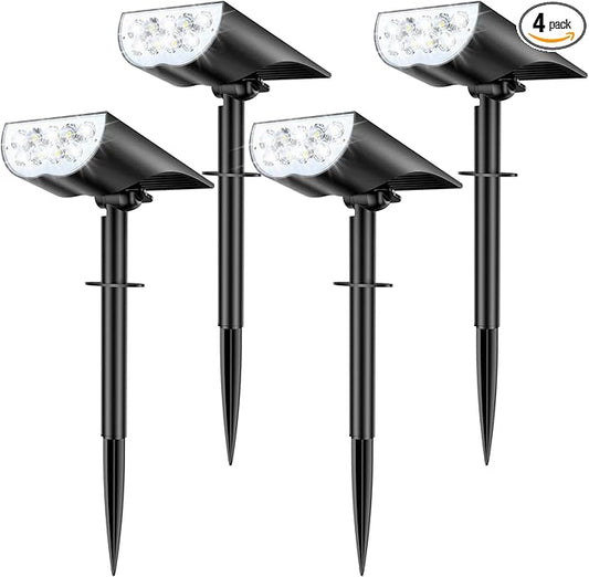 Solar Spot Lights Outdoor Waterproof, 3 Lighting Modes Solar Spotlights, Dusk to Dawn Spot Light for Yard Pathway Landscape Driveway, Warm White, 6 Pack