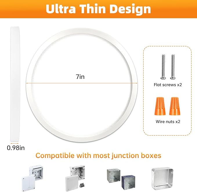 7 Inch 4Pack Super Slim Flush Mount Ceiling Light Fixture,18W 1400LM Dimmable 3CCT Selectable 3000K-6000K Round Light Fixture for Living/Bedroom,Kitchen/Bathroom,Porch &All Indoor Spaces White