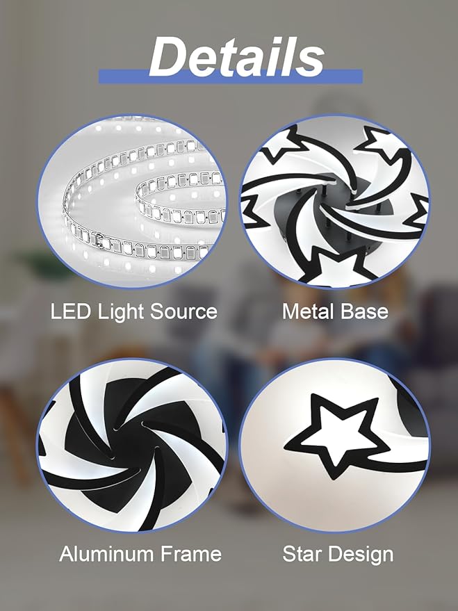 Goeco Kids Ceiling Light, 6500K Modern Acrylic LED Close to Ceiling Light Fixture, Black Star Shape Flush Mount Lamp for Kids Room, Nursery, Bedroom, Living Room