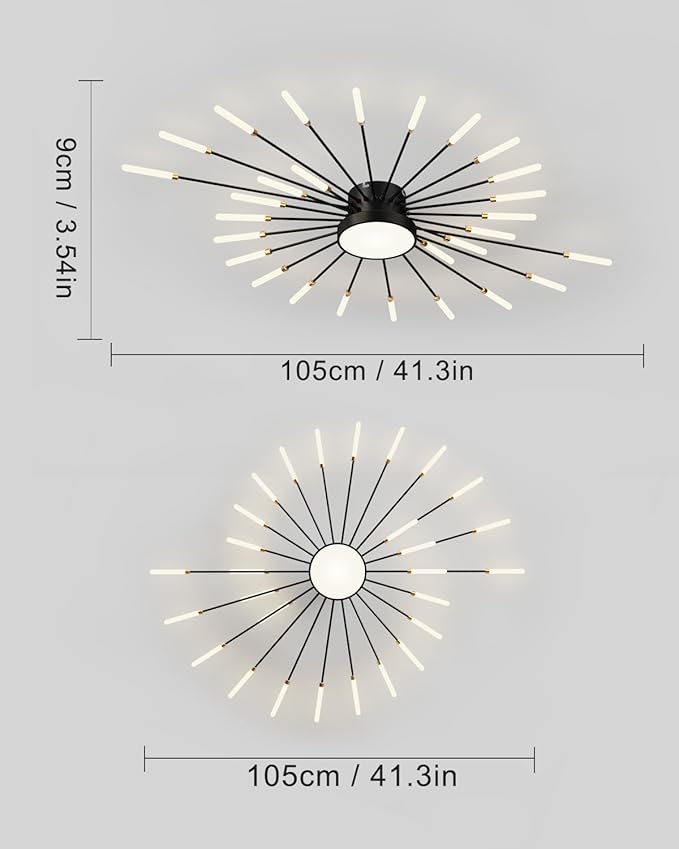 Ceiling Light Modern LED Ceiling Lamps,Flower Shape Ceiling Lights,Flush Mount Chandelier,Metal Acrylic Ceiling Lamps,Living Room Light Fixtures Ceiling for Bedroom,Dining Room(Black,28+1 Heads)