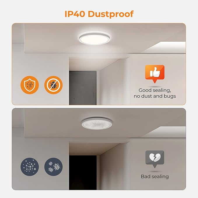 BLNAN LED Flush Mount Ceiling Light, 12 Inch 24W 3000K/4000K/5000K Hardwire Light Fixture, Ultra Thin Round White Lamp for Kitchen Porch Bedroom Hallway Stairwell Basement, Non-dimmable 1 Pack