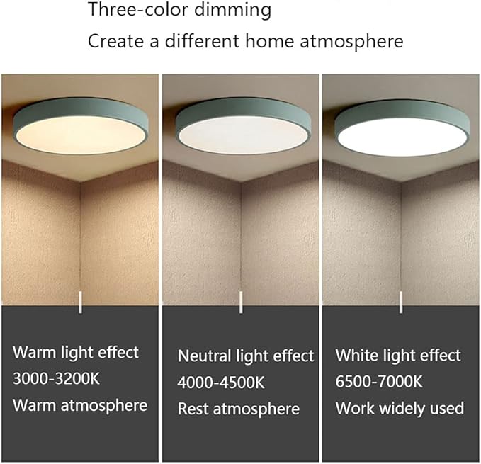 Ceiling Light Minimalist Round LED Flush Mount Ceiling Light Color Macaron Ultra-Thin 1.9 Inch Flat Lamp Three-Tone Light Panel Modern Ceiling Lighting for The Bedroom Corridor Kitchen