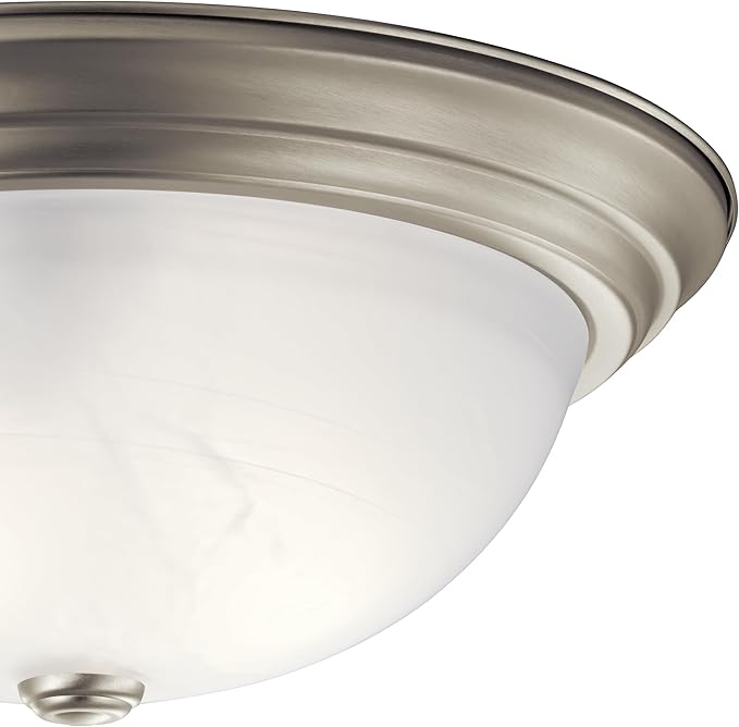 Kichler 15.25" Flush Mount Ceiling Light in Brushed Nickel, 3-Light Fixture with Clear Satin Etched Glass, Brushed Nickel, (15.25" x 6"), 8110NI