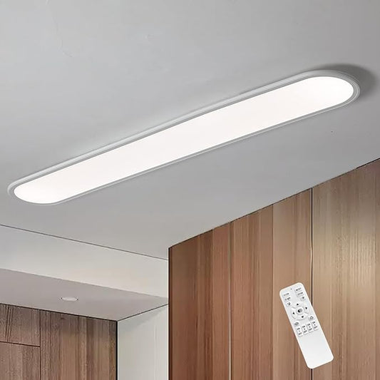 Ganeed 4FT LED Flush Mount Ceiling Light, 51W Dimmable Modern Linear Kitchen Ceiling Lamp, High Brightness Low Profile Long Ceiling Light Fixture for Shop Lighting Home Closet Laundry, White