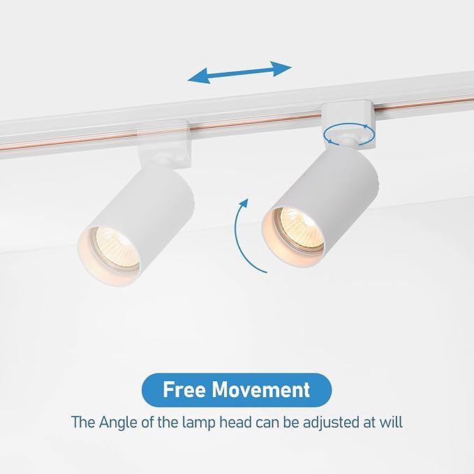 Plug in Track Lighting with Power Cord, 4-Light GU10 Track Lighting Kit with Track Rail, Modern Kitchen LED Track Lighting Fixtures Ceiling Wall Spot Light, 13FT Plug Cord, White (No Bulbs)