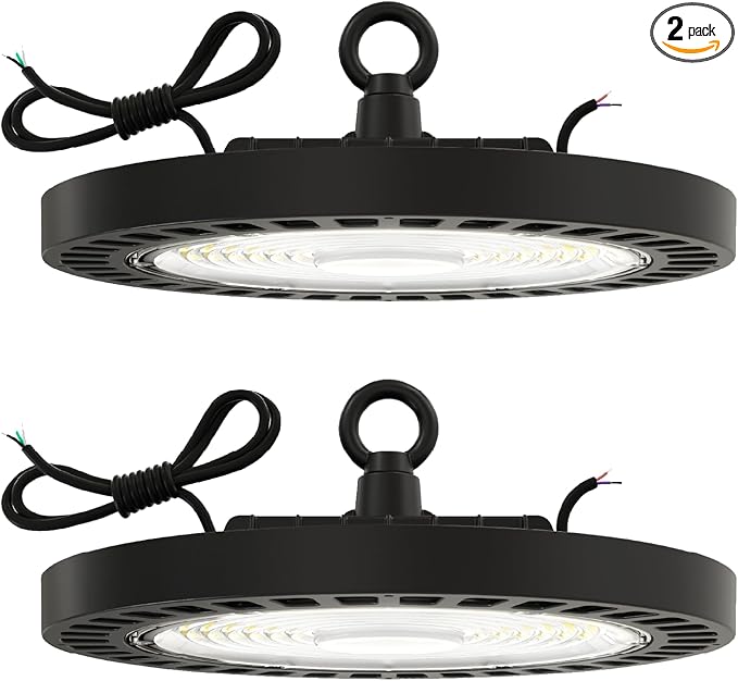 Sunco UFO LED High Bay Light, 150W, 21000 Lumens 6000K 100-277V Dimmable 0-10V, Ultra Bright Commercial Shop Lights for Warehouse, Factory, Workshop, Garage & Barn, Ceiling Mount, UL, 2 Pack