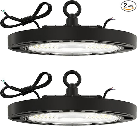 Sunco UFO LED High Bay Light, 150W, 21000 Lumens 6000K 100-277V Dimmable 0-10V, Ultra Bright Commercial Shop Lights for Warehouse, Factory, Workshop, Garage & Barn, Ceiling Mount, UL, 2 Pack