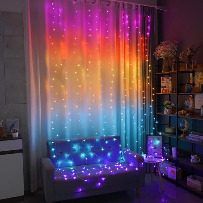 300 LED Curtain Lights, Outdoor and Indoor Christmas Fairy Lights, Waterproof Curtain String Light, 8 Flashing Modes for Party/Wedding/Holiday/Christmas Decoration.