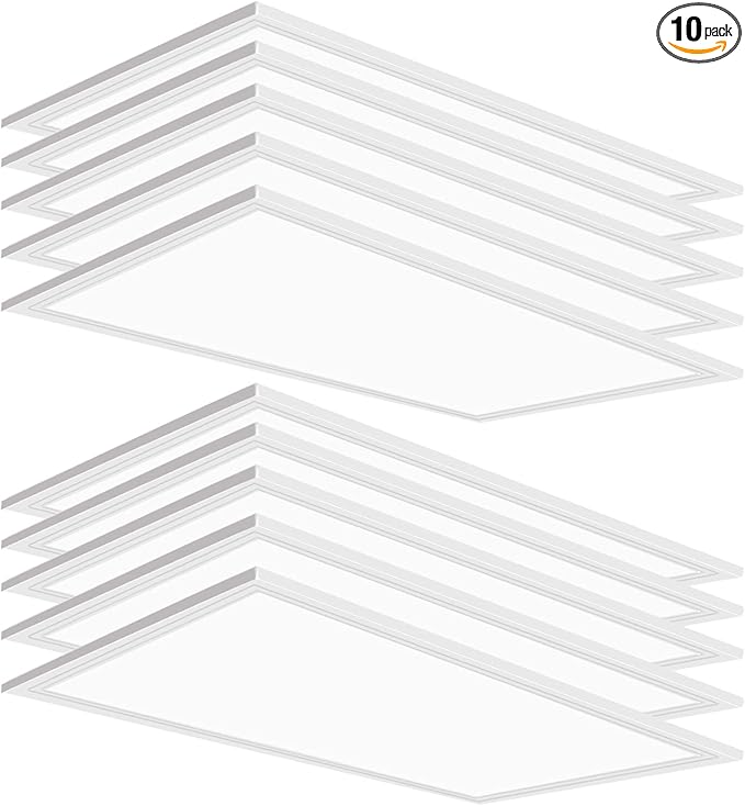 10 Pack 2x4 LED Flat Panel Light, 7800LM LED Drop Ceiling Light Office Shop Fixture, 5000K Flat Panel Lamp, 0-10V Dimmable 2x4 Recessed Edge-Lit Troffer Fixture for Commercial Office, ETL Listed