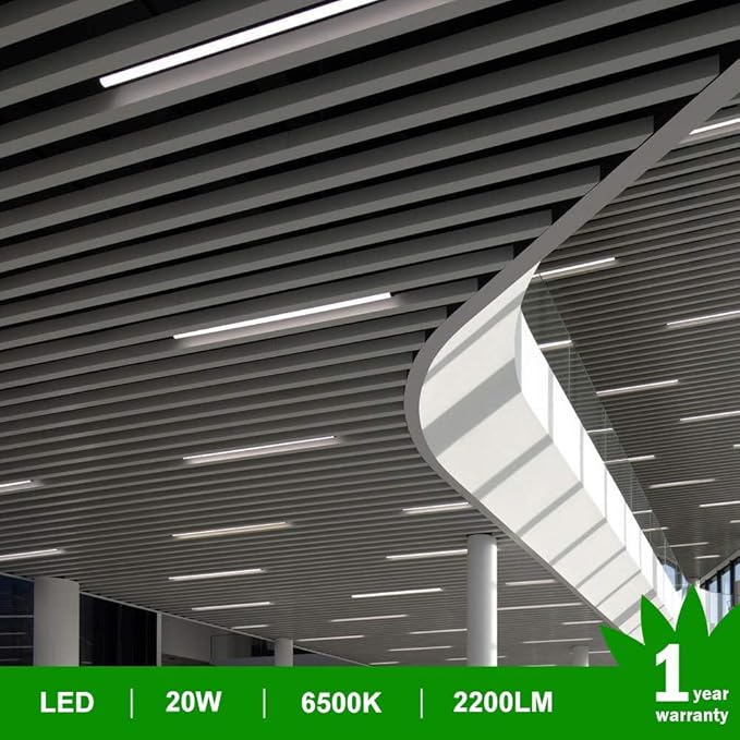 LightingWill T5 Integrated Fixture 4FT, Daylight White 6000-6500K, 20W, Linkable LED Shop Light, LED Ceiling and Under Cabinet Light,Corded Electric with Built-in ON/Off Switch, 4 Pack