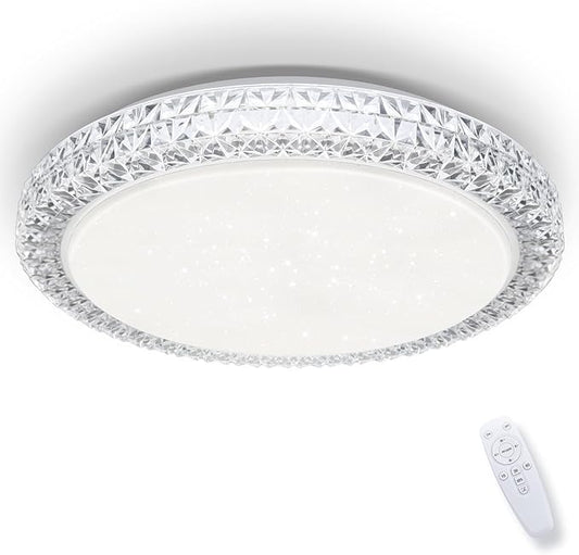 OOWOLF LED Ceiling Light, 40W 15.4 Inch Dimmable Ceiling Light Brightness Adjustable LED Fixture Lamp Modern Ceiling Lamp Close to Ceiling Lights for Bedroom Kitchen Living Room Lighting, 3000-6000K