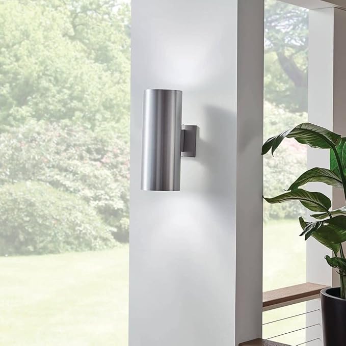 Kichler Cylinders 15" 2-Light Outdoor Cylinder Wall Sconce in Architectural Bronze, (15" H x 5.75 W), 9246AZ