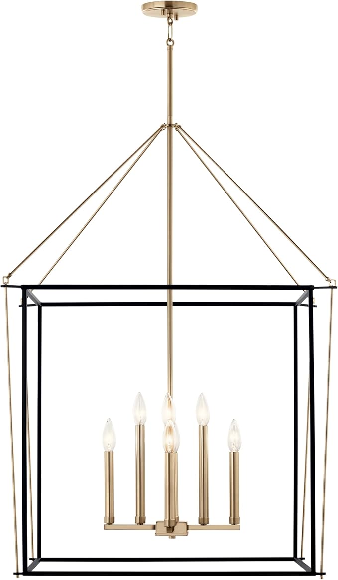 Kichler Eisley 8-Light Foyer Pendant, Soft Modern Light in Champagne Bronze and Black, Sloped Ceiling Compatible, for Foyer (40.25" x 28.25" x 28.25"), 52628CPZ