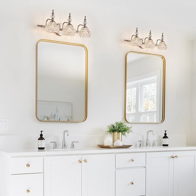 Brushed Nickel Bathroom Vanity Light Fixtures Modern 3-Light Vanity Lights Bathroom Lighting Fixtures Vintage Wall Sconces Light Living Room Vanity Lighting Fixtures Over Mirror