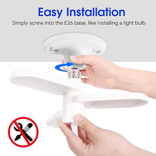 Energetic LED Garage Ceiling Light, Screw in Light for Workshop, Basement, ETL, 3 Pack