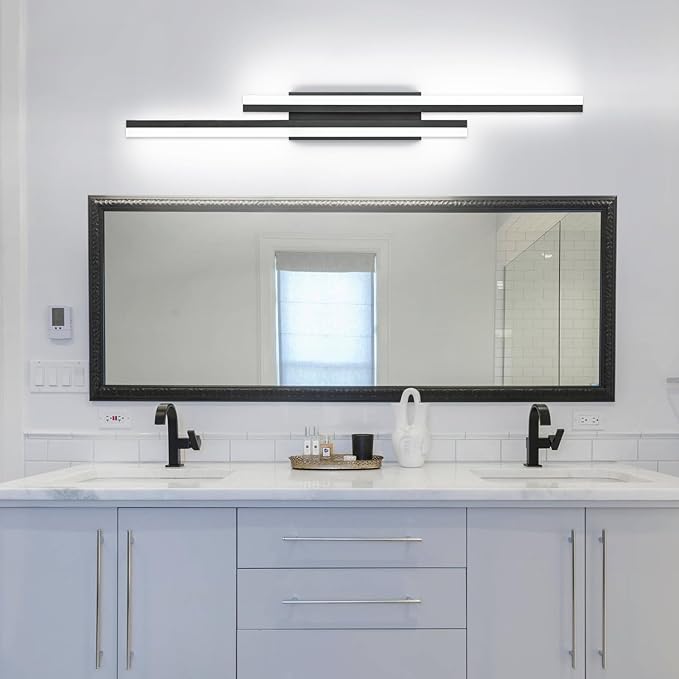 PRESDE 40 Inch LED Bathroom Vanity Light Bar, Modern Black Wall Lighting Fixture Over Mirror 5CCT