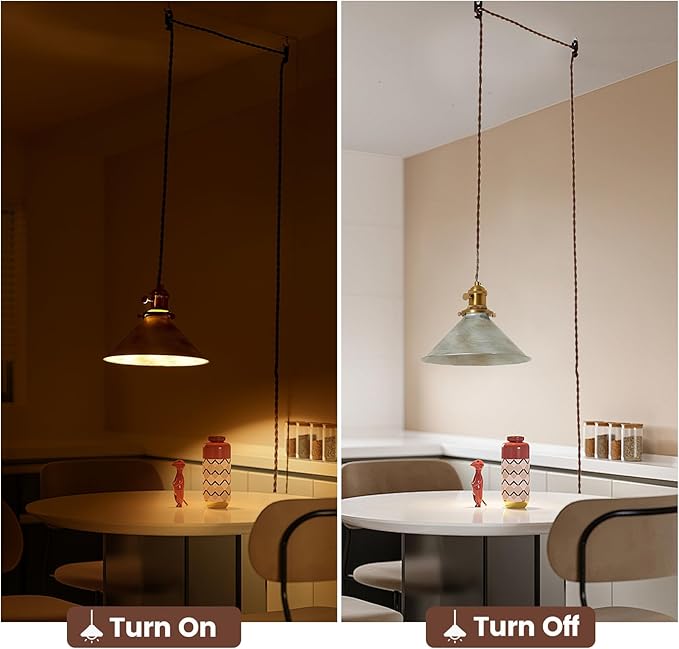 Plug in Pendant Light, 8.2 Inch Silver Pendant Light Fixtures On/Off Switch, Adjustable 14Ft Light Cord Hanging Pendant Light for Kitchen Bedroom Restaurant 2 Pack