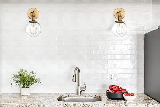 Phansthy Bathroom Light Fixture Single Industrial Wall Sconce with 5.9 Inches Globe Lampshade (Antique)